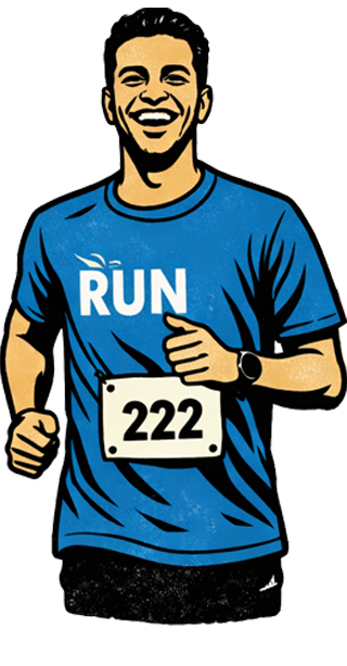 Marathon Runner Wearing Blue T-shirt at World Unity Run 2025