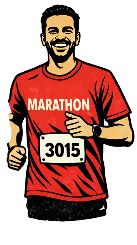 Marathon Runner Wearing Red T-shirt at World Unity Run 2025